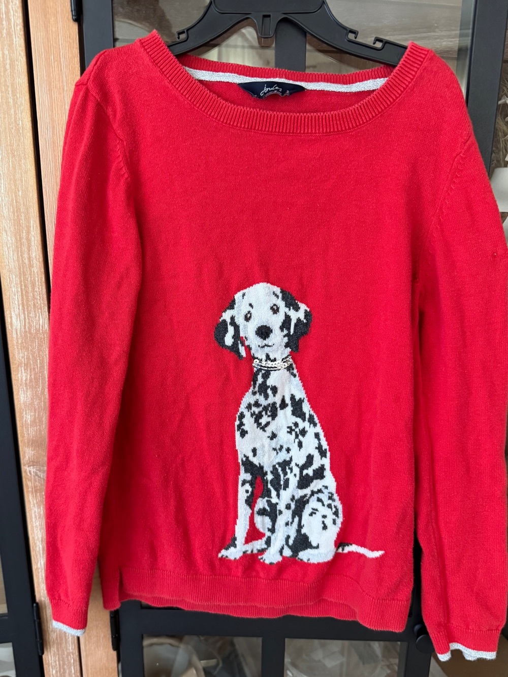 joules dalmatian sweater jumper instarsia knit cotton girls crewneck puppy dog